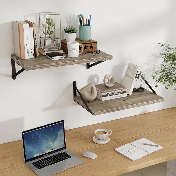 Floating Shelves 12 Inch Deep, 24W x 12D Wall Shelf Set of 2, 50 lbs Heavy Duty - Image 2