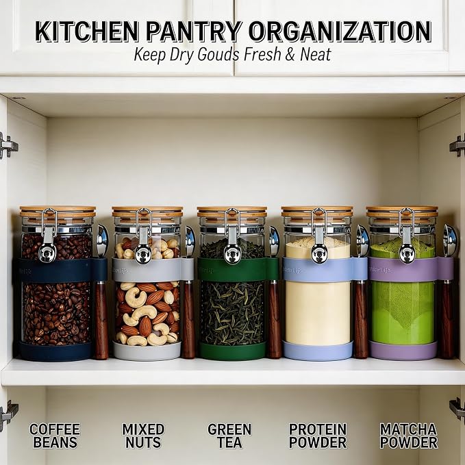 KKC Glass Protein Powder Container, 40oz Airtight Collagen Storage Jars - Image 3