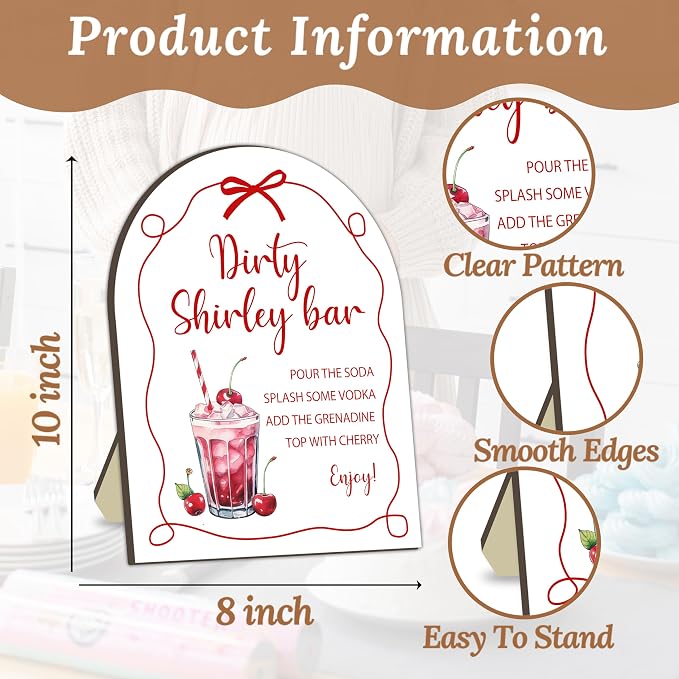 Red Bow Baby Shower Bar Signs, Baby Shower Welcome Wooden Sign, Bow Table Decor - Image 2