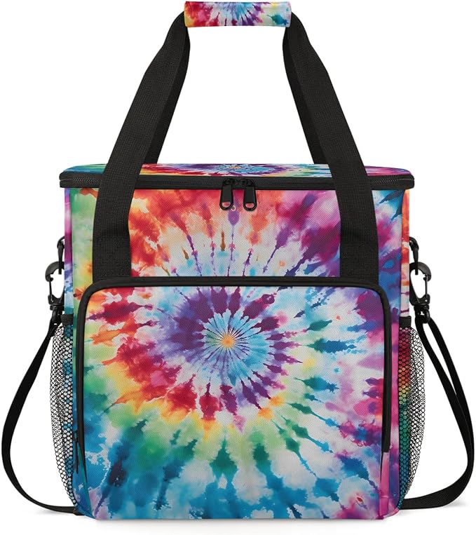 Tie Dye Rainbow Boho Hippie Coffee Maker Carring Bag, Large Insulated Storage by Home