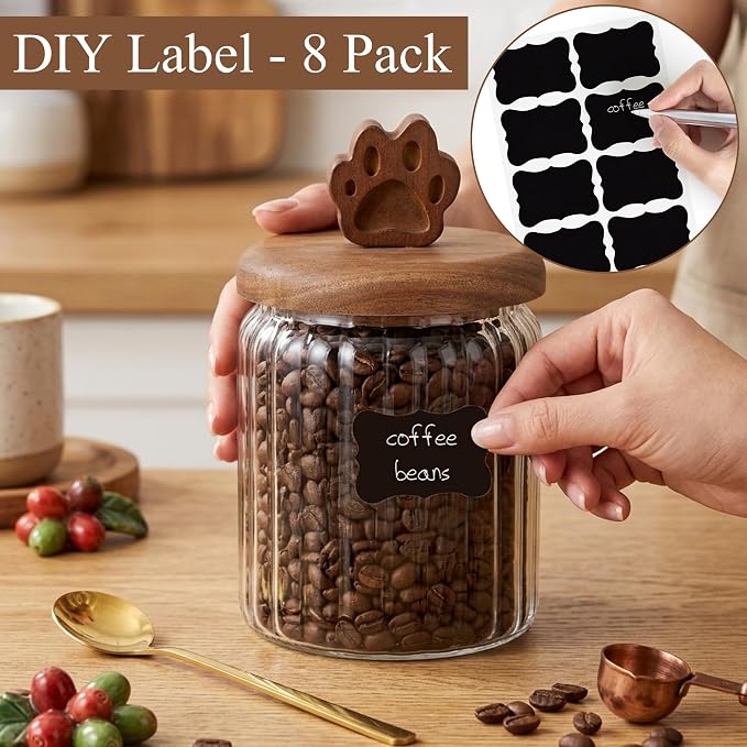 Glass Coffee Canister - 13 Oz Airtight Ribbed Glass Storage Jars - Image 4