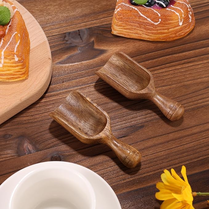 4pcs Acacia Mini Wooden Spoons, Wooden Coffee Scoops Versatile Coffee Bean - Image 6