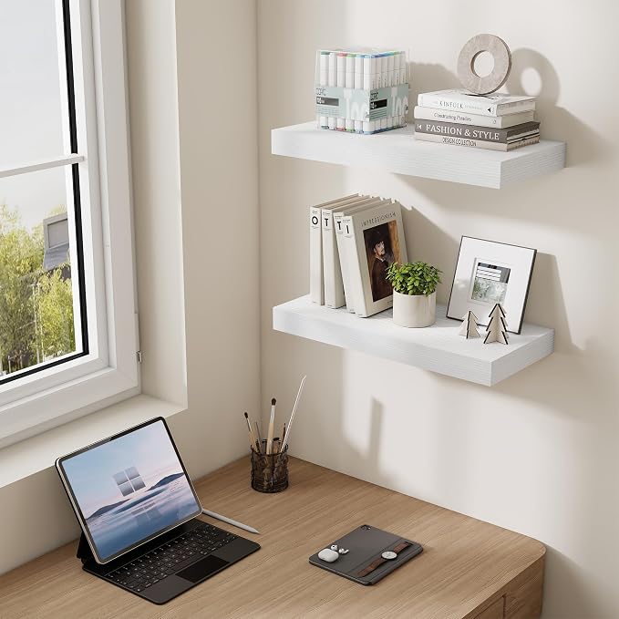 Dreamland 20 Inch Long Floating Shelves in White, 6.7 Inch Deep Floating Shelf - Image 3