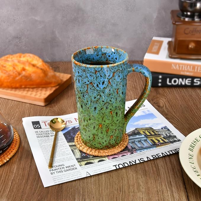 20oz Porcelain Coffee Mugs Set of 2, Large Tall Coffee Mugs - Image 4