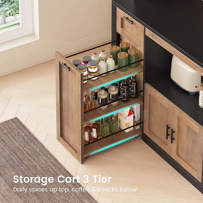Itaar 71" Pantry Cabinet with Charging Station and LED Light, Kitchen Pantry - Image 6