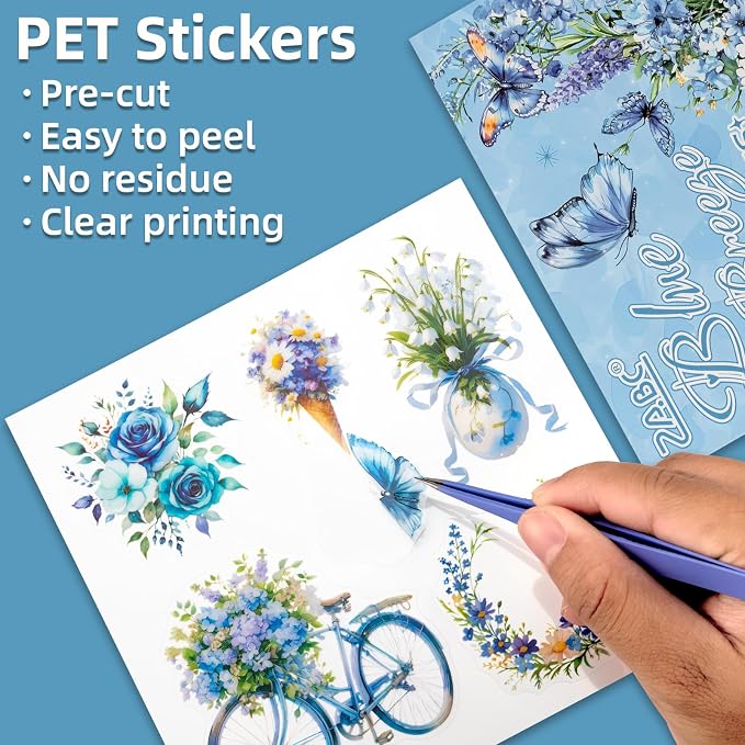 Blue Butterfly Garden Theme Sticker Scrapbooking Supplies - Image 2