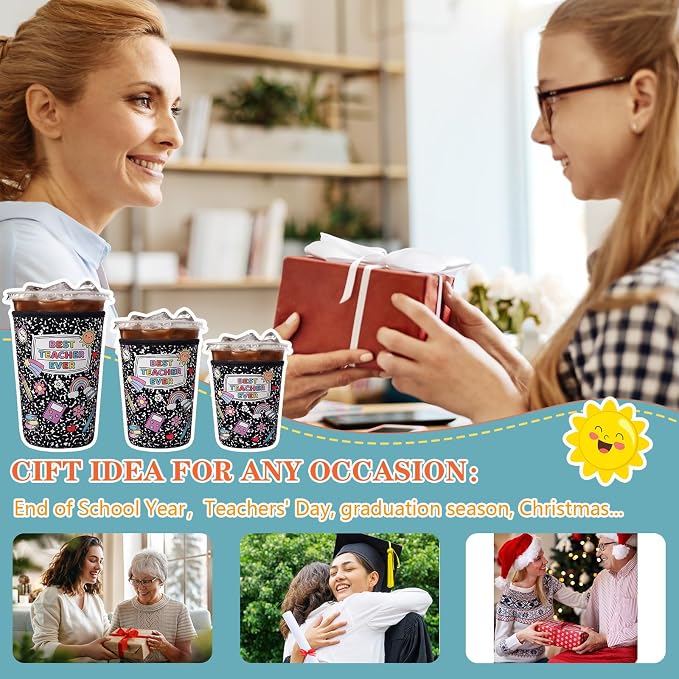 FoldTier 3 Pcs Teacher Appreciation Gifts Teachers Cup Sleeves Iced Coffee - Image 7