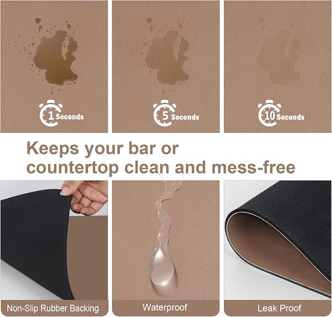 ZLR Coffee Bar Mat for Espresso Machine, Stain-Hiding PU Top, Non-Slip Back - Image 3