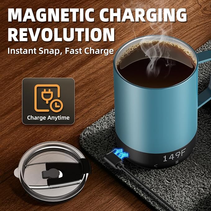 14oz Magnetic Charging Cordless Smart Coffee Mugs, Fast Heating & High - Image 6