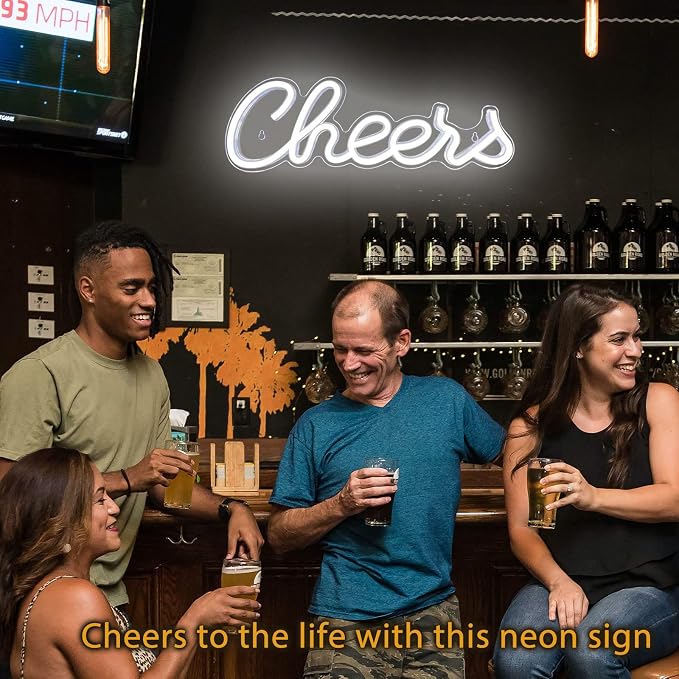 Cheers Neon Sign for Wall Decor, LED Neon Bar Light Sign, USB Powered Wall Neon - Image 3