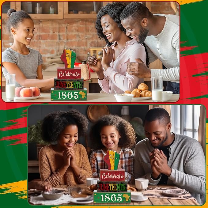 4 Pcs Juneteenth Table Decorations Juneteenth Tiered Tray Decor Rustic 1865 - Image 6