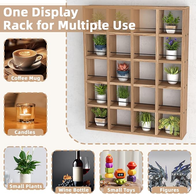 Wooden Coffee Mug Display Rack, Wall Mounted Coffee Cup Display Shelf, Hold 24 - Image 8