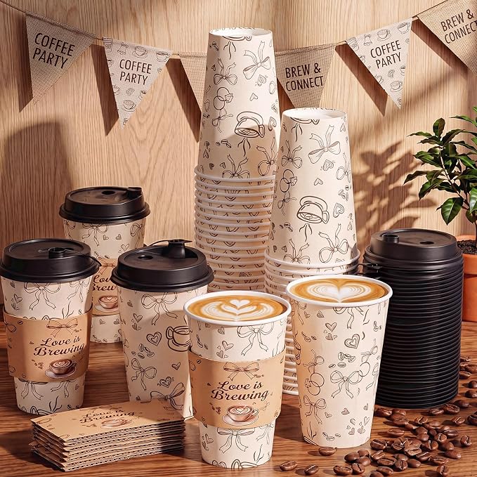 Lallisa 50 Pack 16 oz Love Is Brewing Coffee Cups - Image 6