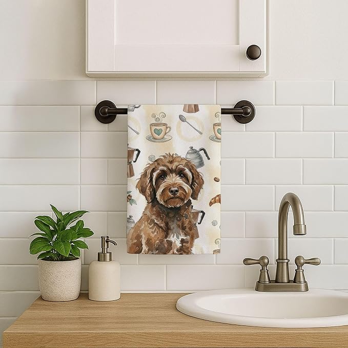 Caroline's Treasures Brown Portuguese Water Dog Coffee Bar Kitchen Towel Velour - Image 7