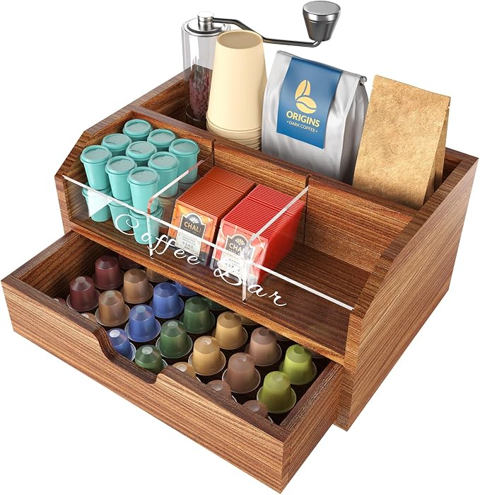 NiHome Solid Wood & Acrylic Coffee Station Organizer by NiHome