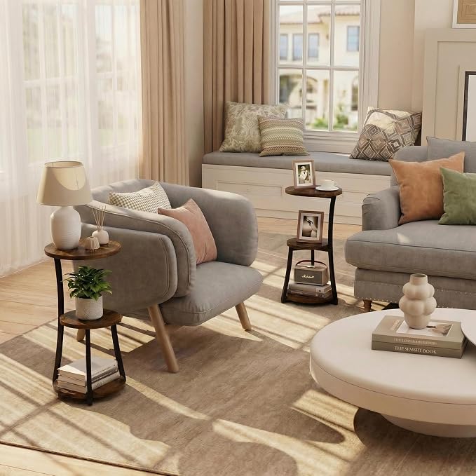 Small Side Table, 3-Tier Round End Table - Image 7