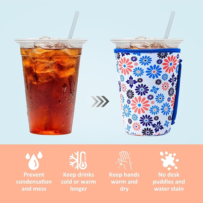 KJQJLY 3 Pack Reusable Iced Coffee Sleeves - Image 3