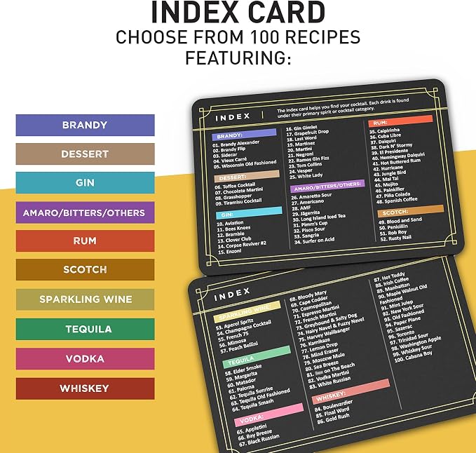 Cocktail Cards: 100 Cocktail Recipes to Master Cocktails in Bartender Flashcard - Image 3