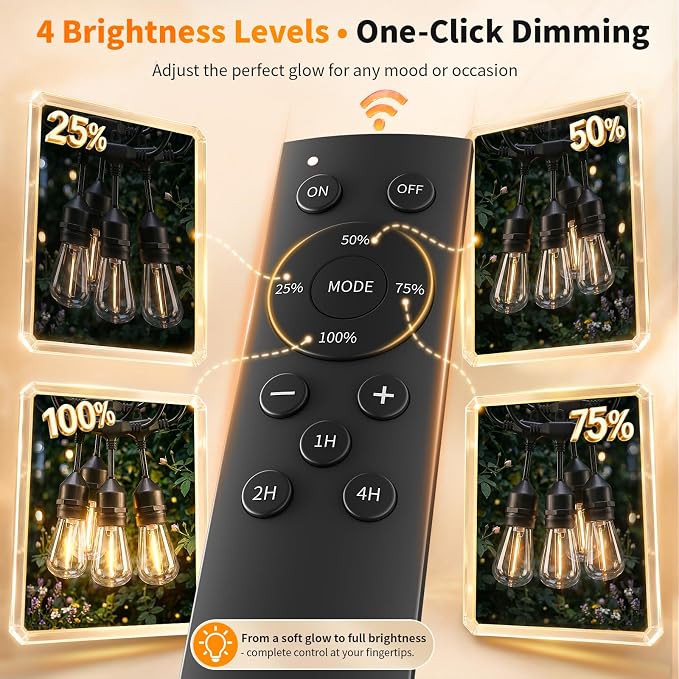Hotsonic Remote Control Outdoor String Lights Waterproof, 50 FT LED Outside - Image 4