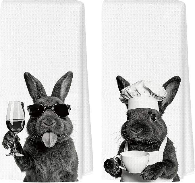 Funny Easter Bunny Wine Coffee Kitchen Towels, Bunny Lovers Gifts Decorative by Unknown