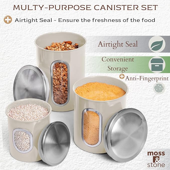 Moss & Stone 3-Piece Beige Canisters Sets - Image 4