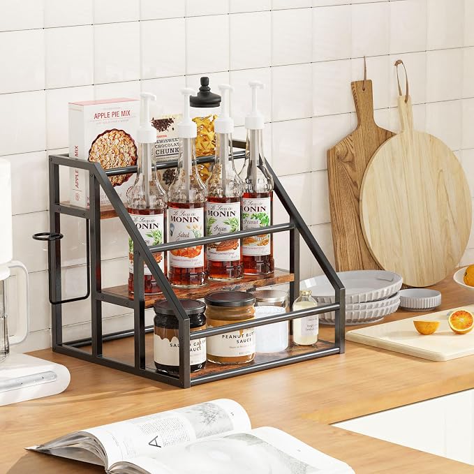 Coffee Syrup Rack Organizer, 3 Tier Countertop Storage Shelves, Kitchen Storage - Image 2