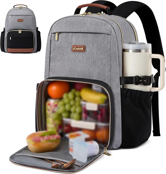 LOVEVOOK Lunch Backpack with Lunch Compartment, 15.6 Inch Laptop Work Travel by LOVEVOOK