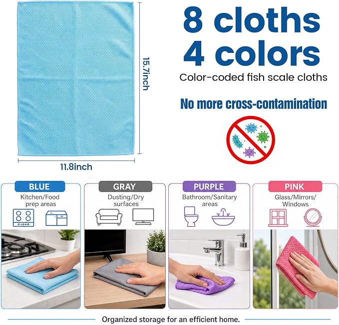 Niveaya Microfiber Glass Cleaning Cloth, Stainless Steel Windshield Shower - Image 3
