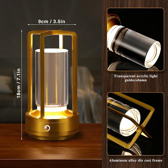 Anxingtools Portable Metal Table Lamp, Cordless Table Lamp, Rechargeable - Image 3