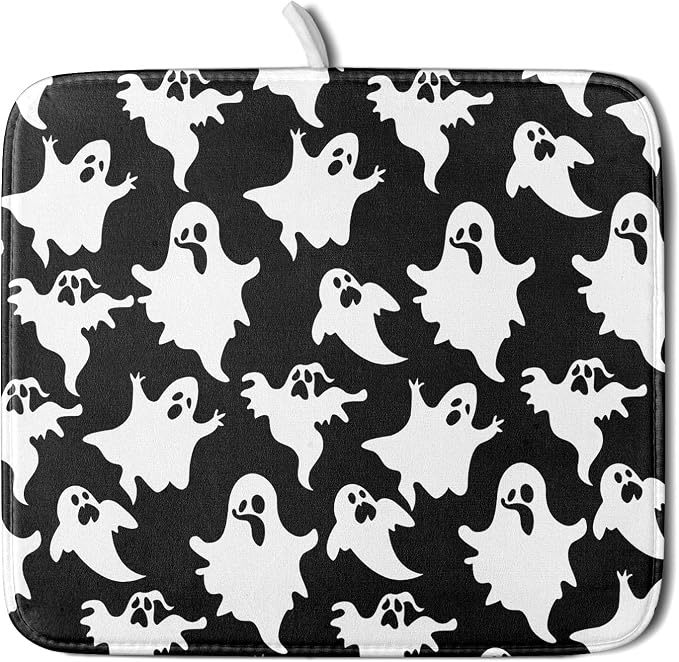 Halloween Bat Ghosts Dish Drying Mat by Sweetshow