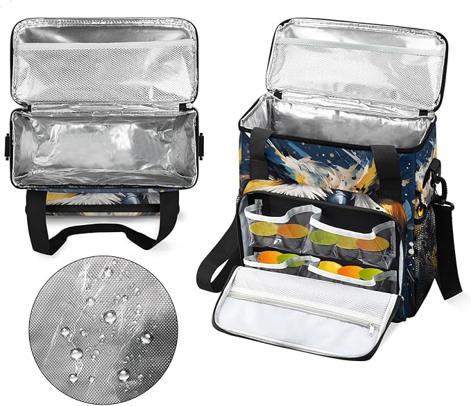 Owl Print Coffee Maker Carring Bag, Large Insulated Storage Organizer Case Tote - Image 3