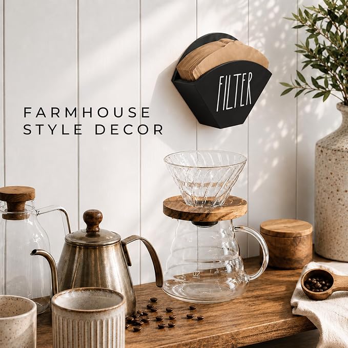 Wood Coffee Filter Holder, Farmhouse Cone Filter Storage Organizer, Wall Mount - Image 6