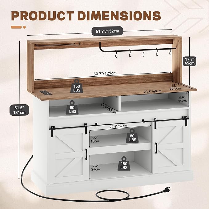 YITAHOME 52" Farmhouse Coffee Bar Cabinet - Image 2
