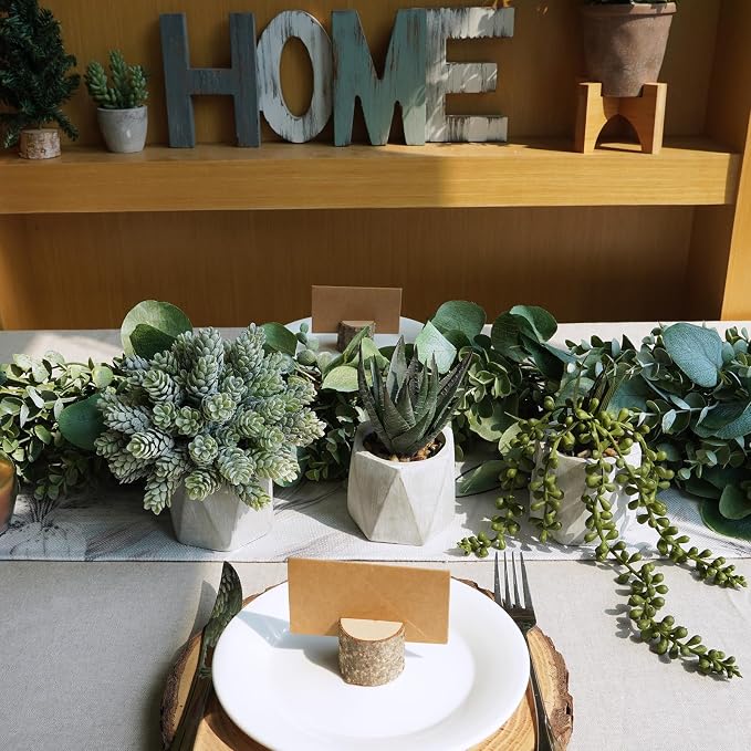 Winlyn Set of 3 Mini Artificial Succulent Plants Potted Small Fake Aloe Hops - Image 4