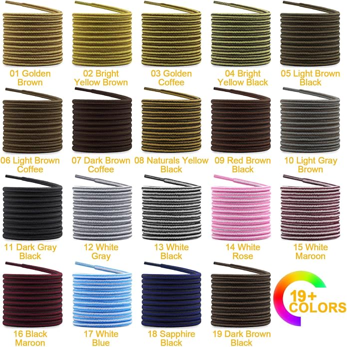 DELELE 2 Pair Round Boot Laces Outdoor Hiking Walking Shoelaces Dual Coloured - Image 4
