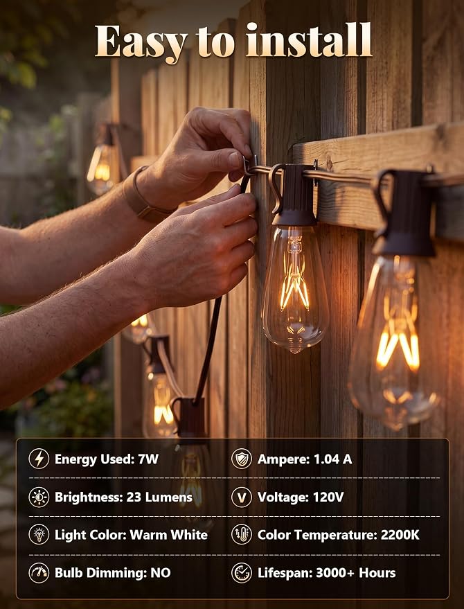 20Ft Outdoor Patio String Lights - Image 5