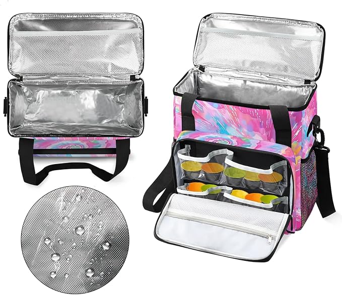 Cute Tie Dye Colorful Rainbow Coffee Maker Carring Bag, Large Insulated Storage - Image 3