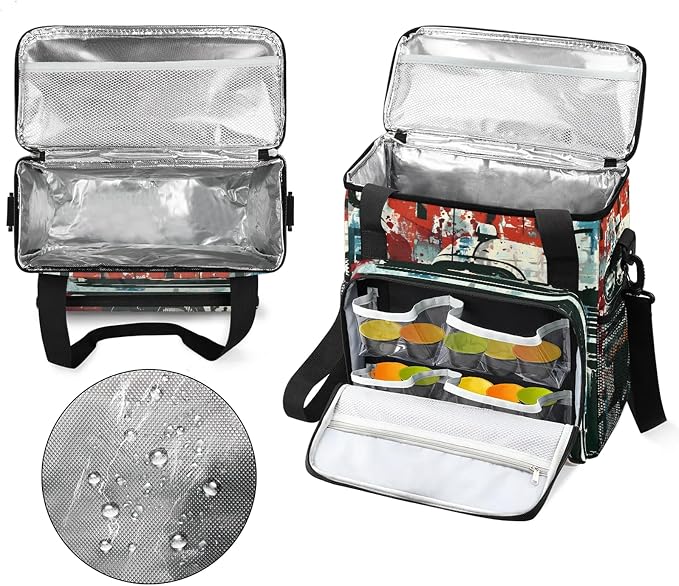 Car Vintage Retro Coffee Maker Carring Bag, Large Insulated Storage Organizer - Image 3