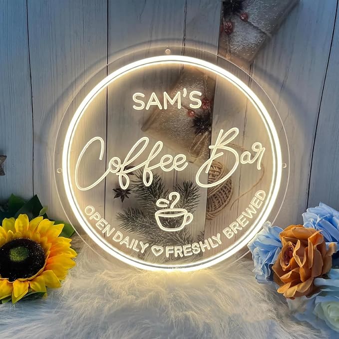 Custom Coffee Bar Neon Sign Dimmable LED Coffee Neon Light Personalized Cafe by Unknown