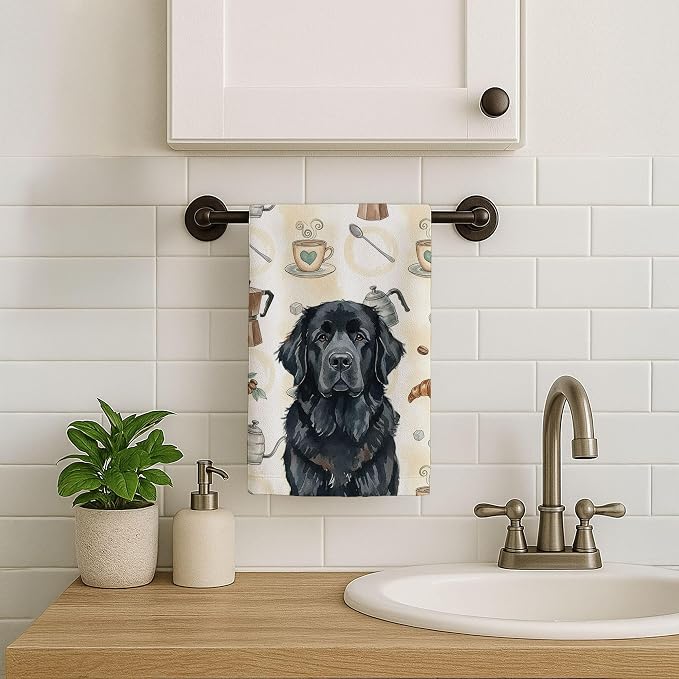 Caroline's Treasures Black Newfoundland Coffee Bar Kitchen Towel Velour Plush - Image 7