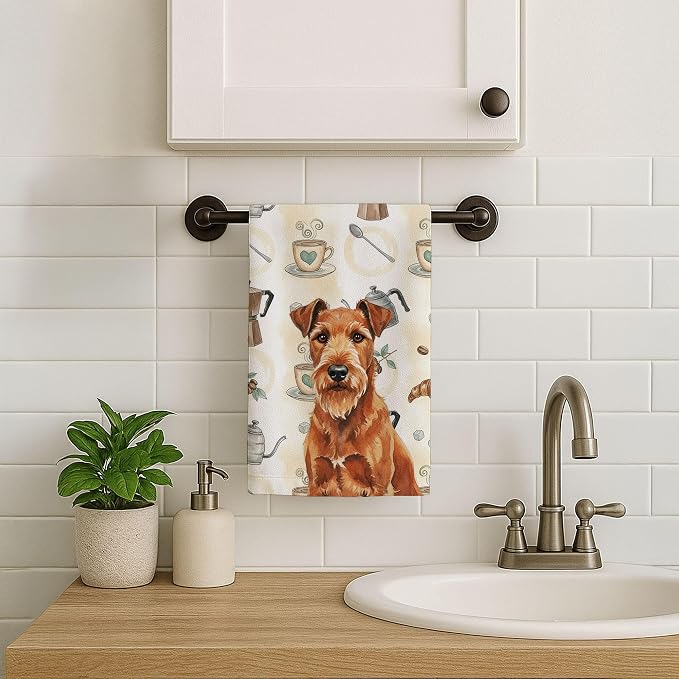 Caroline's Treasures Irish Terrier Coffee Bar Kitchen Towel Velour Plush Front - Image 7