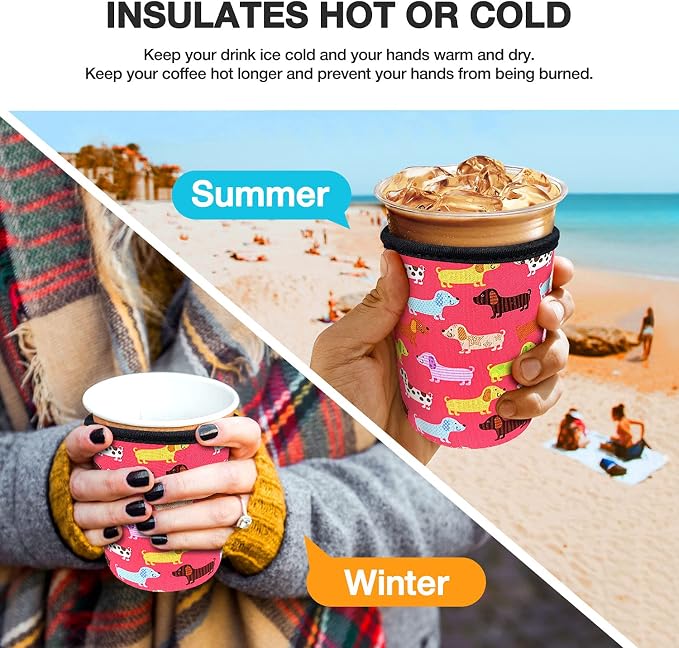 3 Pack Iced Coffee Cup Sleeve for Large Sized Cups, Reusable Neoprene Iced - Image 4