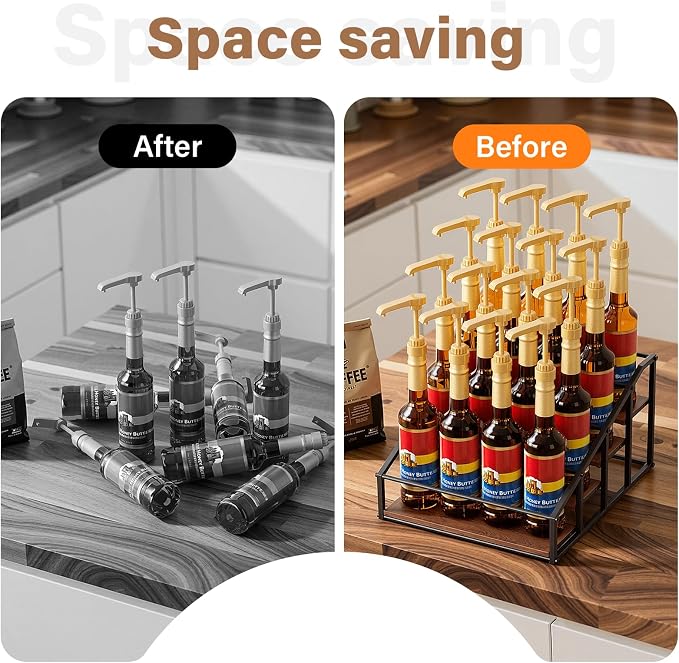 kimilus Coffee Syrup Organizer Rack, Liquor Bottle Display Shelf, 4 Tier 16 - Image 8