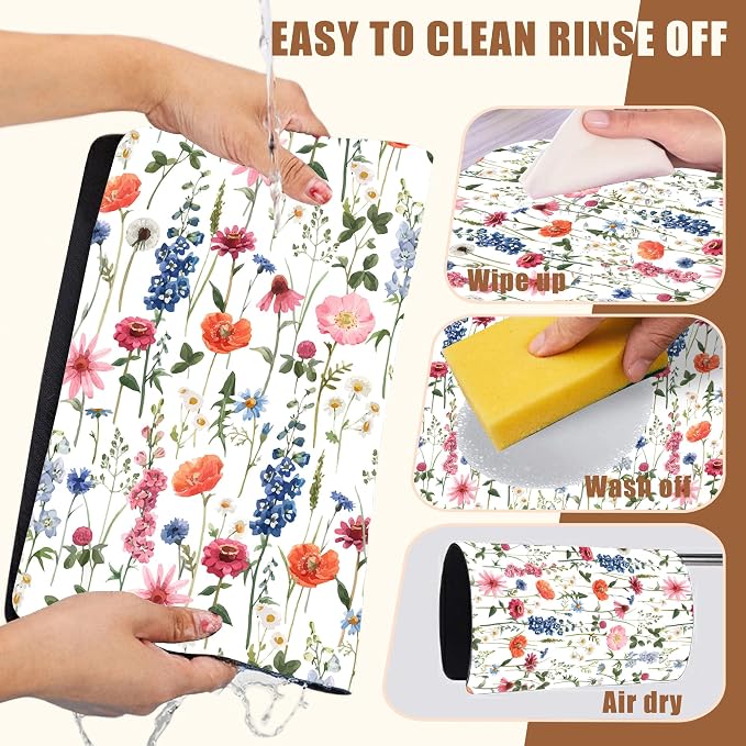 Watercolor Flowers Coffee Mat Absorbent Dish Drying Mat - Image 5