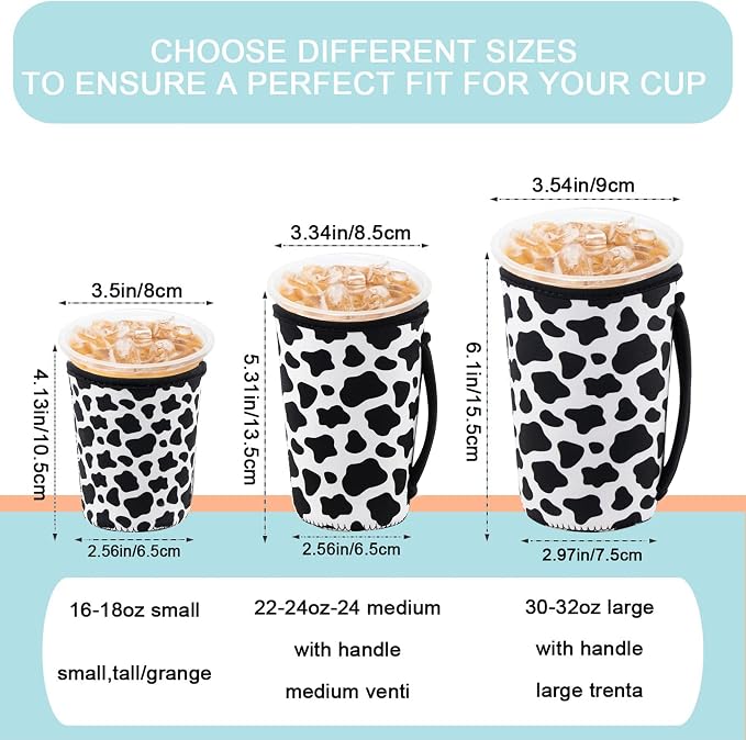 KJQJLY 3 Pack Reusable Iced Coffee Sleeves - Image 2