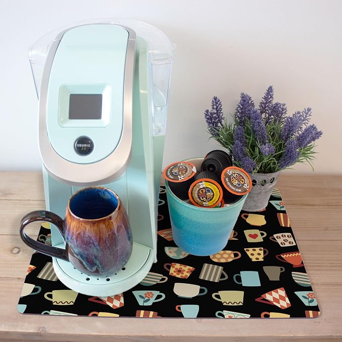 Coffee Maker Mat for Countertop – Absorbent, Non-Slip Coffee Bar Mat, Protects - Image 3