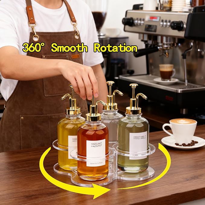 Acrylic Syrup Dispenser Organizer, 360°Rotating Storage Rack - Image 2