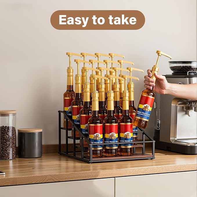kimilus Coffee Syrup Organizer Rack, Liquor Bottle Display Shelf, 4 Tier 16 - Image 7