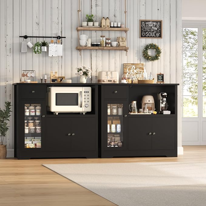 HORSTORS Microwave Cabinet, Kitchen Storage Cabinet - Image 5