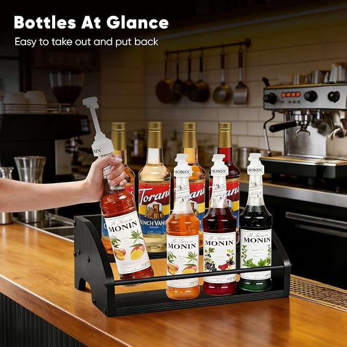Mini Coffee Syrup Rack, 2-Tier | Syrup Bottles Holder, Liquor Bottle Display - Image 3